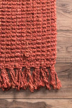 nuLOOM 5x8 Daniela Jute Tassel Hand Woven Area Rug, Brick, Solid Chunky Farmhouse Design, Natural Fiber, For Bedroom, Dining Room, Living Room, Hallway, Office, Entryway - color: Brick, size: 5' x 7'6" (Rectangular)