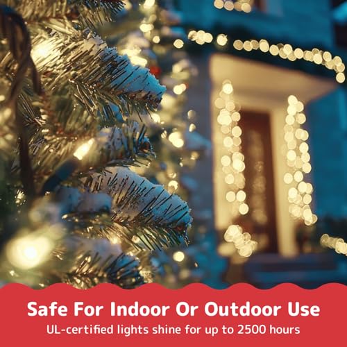 PREXTEX 300 Count Clear Christmas Tree Lights with Green Wire - 60 ft Warm White Christmas Lights for Indoor or Outdoor Use - Holiday Incandescent String Lights for Xmas Trees, Patios, and Fences - size: 300ct