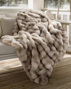 Ultra Soft Cozy Faux Fur Throw Blanket, Fuzzy Plush Thick Bubble Blanket, Oversize Luxury Fluffy Blanket for Couch, Bed, and Living Room, 60x80 Inches, Tie-Dye Light Taupe - color: Tie-dye Light Taupe, size: Twin