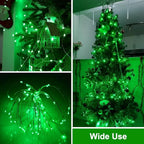 QITONG Green Solar Fairy Lights, 2 Pack Each 66ft 200 LED String Light Outdoor Waterproof, Silver Wire Christmas Twinkle Mini Lights with 8 Modes - color: Green