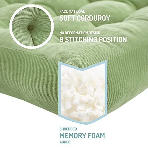 Meditation Floor Pillow Set of 2, Square Large Pillows Seating for Adults, Tufted Corduroy Cushion for Living Room Tatami, Green 22x22 Inch - color: Square | Green | 2 Pack, size: 2 Pack