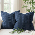 a moment 2 Pack Bamboo Fiber Pillow Covers - Waffle Weave, Ultra Soft & Breathable, Euro Shams Cotton Throw Pillow for Couch, Sofa, Bedroom Living Room 26x26 Inch Navy Blue - color: Navy Blue, size: 26" x 26" (Pack of 2)