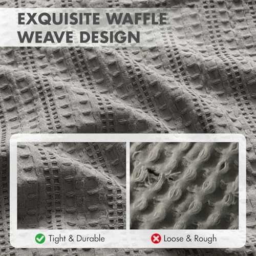 Set of 2 Decorative 100% Cotton Waffle Euro Sham Pillow Covers 24x24, Neutral Throw Pillows Weave European Cushion Cases for Couch Sofa Bed Modern Farmhouse Home Decor, Dark Grey - color: Dark Grey, size: 24" x 24" (Pack of 2)