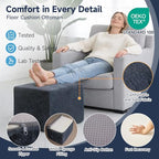 Tiita Stuffed Pouf Ottoman, Square Foot Stool Fluffy Floor Poufs Chair for Living Room Bedroom, Filled Boho Foot Rest for Couch, Blue-Grey - color: Square Blue-grey