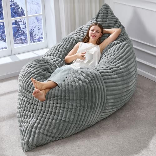 Hobestluk 3 in 1 Bean Bag Chair Giant Bean Bag Chairs Convertible Bean Bag Floor Cushion with Machine Washable Cover, Beanbag Chairs for Adult (Turquoise Grey) - color: Turquoise Grey