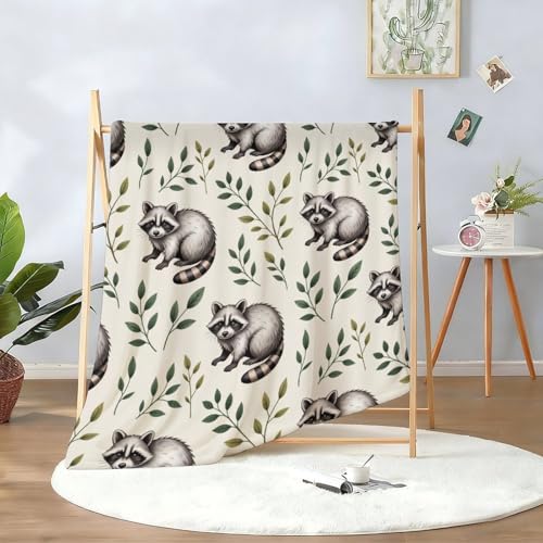 Raccoon Pattern Blanket, Cute Animal Flannel Throw Blanket for Couch Bed Or Chair, Luxury Lightweight Comfy Blankets Home Decor Gift(1)(2)(3) 40x50in(100 * 125cm) - color: Style-2, size: 40x50in(100*125cm)