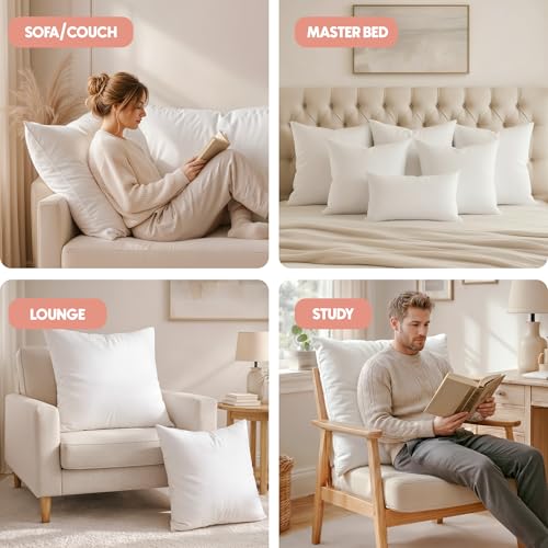 Utopia Bedding 26x26 Pillow Inserts, Set of 2, White – Indoor Decorative Throw Pillows for Bed, Sofa & Couch – Soft, Supportive & Fluffy Cushion Inserts - color: White, size: 26x26 Inch