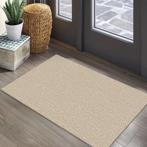 EARTHALL Small Area Rug 2x3 Ft Washable Rugs for Entryway Non Slip Braided Throw Rugs with Rubber Backing Door Mat Indoor Outdoor Entrance Cotton Woven Carpet for Kitchen Foyer Front Door, Send/Beige - color: Sand/Beige, size: 2' x 3' (Rectangular)