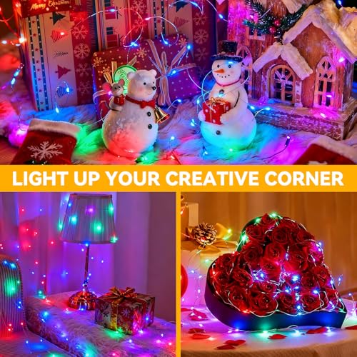 Twinkle Fairy Lights 8 Modes with Remote and Timer 33ft 100LED USB Plug in String Lights Waterproof String Lights for Bedroom Indoor Wreath Party Wedding Christmas Decoration, Multicolor - color: Multicolor, size: 1 Pack
