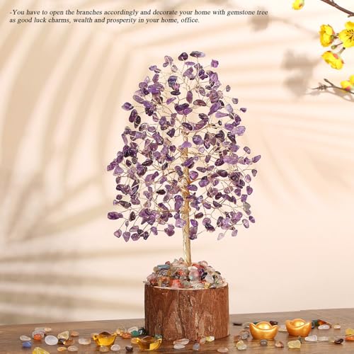 MAIBAOTA Amethyst Crystal Tree of Life Purple Office Home Decor Good Luck Handmade Feng Shui Spiritual Gifts for Women - color: Purple02