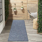 Nourison Home Positano Navy Blue 2'2" x 12' Area Rug - Easy Clean, Non Shedding, Bed Room, Living Room, Dining Room, Kitchen (12' Runner) - color: Navy Blue, size: 2'2" x 12' (Runner)