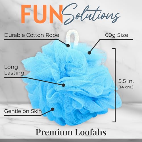 Premium Loofah Bath Sponge 4 Pack – Full-Size 60g (5.5 Inch) Colorful Mesh Shower Poufs, Soft & Gentle Body Scrubbers for Women, Men & Kids with Cotton Rope (Flower Garden) - color: Flower Garden