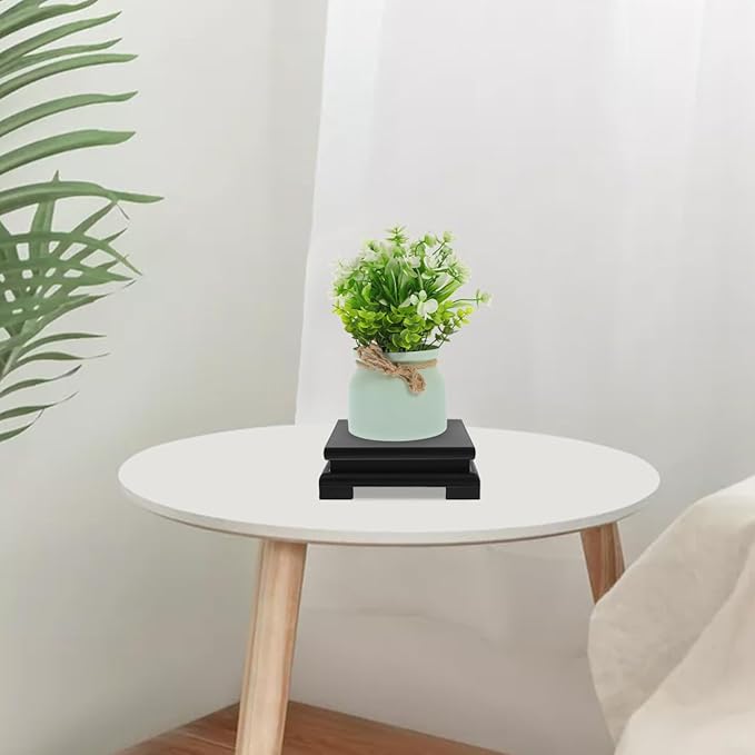 POPETPOP Chinese Plant Stand Oriental Furniture Wooden Display Base Square Pedestal Vase Base Table Lamp Teapot Base for Buddha Statue Aquarium Fishbowl Plant Stool