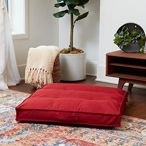 South Pine Porch Mila Square Tufted Pillow Style Dog Bed, Scarlet, Medium (32" x 32") - color: Scarlet, size: Medium (32" x 32")