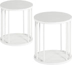 HDANI Wooden Stool Set of 2 for Kids,Adults,300lbs Load Capacity Garden Round Wood Stool,Non-Slip Small Step Stool for Plant Stand,Kitchen,Bathroom and Bedroom,White