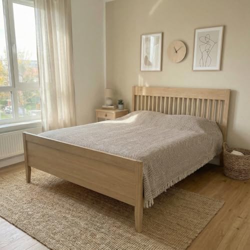 Bed Blanket, Queen Size (79 x 90 Inch), Cotton-Rich Blend, Soft Textured Woven Coverlet, Easycare, Lightweight & Breathable Bed Layering, All Season Bedding, Mocha Brown - color: Mocha Brown, size: Queen