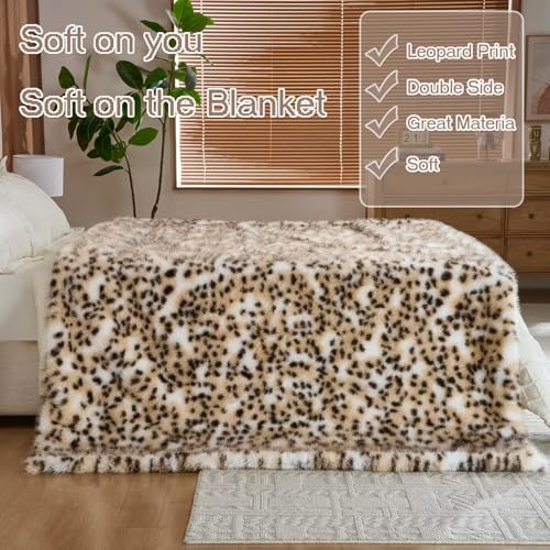 Luxury Fluffy Faux Fur Throw Blanket,Thick Fluffy Silky Fuzzy Cozy Blanket,Plush Blankets for Couch, Sofa, Chair, Bed-Leopard Print,50x60 Inches - color: Leopard Print, size: Throw (50" x 60")
