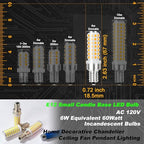 E12 Dimmable 6 Watt LED Light Bulb AC120V 600lm Warm White 2700K 60 Watt Halogen Equivalent T6 C7 Candelabra E12 Small Base for Ceiling Fan Chandelier Pendant Wall Sconces Salt Lamp, 4 Pack - color: 2700k Warm White, size: 6 Watt-Dimmable-4 Pack