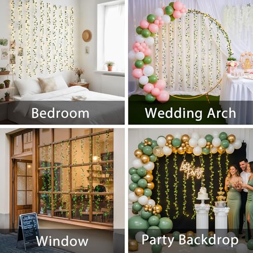 suddus Vines with Lights for Bedroom, 150 LED Fairy Lights with Vines, Ivy Curtain Lights for Bedroom, Dorm, Wedding, Party, Wall, Indoor, Outdoor Decor, 6.5ft x 4.9ft - color: Ivy, size: USB-150Led