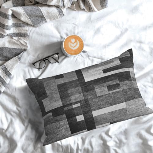 BETGINY Black White Grey Pillow Covers 12x20, Abstract Art Outdoor Decorative Throw Pillows for Couch, Modern Geometry Decor Cushion Cover 2 Pcs Soft Farmhouse Square Pillowcase for Bed Car Safa - color: Black, size: 20" x 12" (Pack of 2)