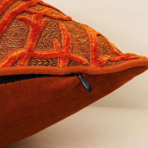 Yangest Burnt Orange Twigs Throw Pillow Cover Branches Velvet Cushion Case Neutral Pillowcase for Sofa Couch Bedroom Living Room Home Decor,18x18 Inch - color: Orange, size: 18" x 18" (Pack of 1)