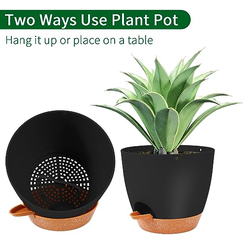 GARDIFE Hanging planters for Indoor Plants, 8 inch Hanging Planter, Self Watering Plant Pot, 2 Pack self Watering Hanging Planter, Black - color: 8-black, size: 8 inch