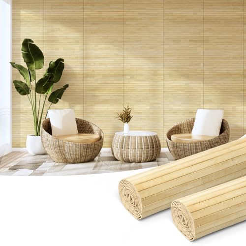 Art3d Natural Bamboo Wall Panel for Interior Wall Decor, Renewable Pole Wrap Wainscoting Paneling for Wall Ceiling Furniture Cabinet Office, 12 x 96 Inch, 2-Pack - Raw - color: Raw, size: 2-12" x 96"