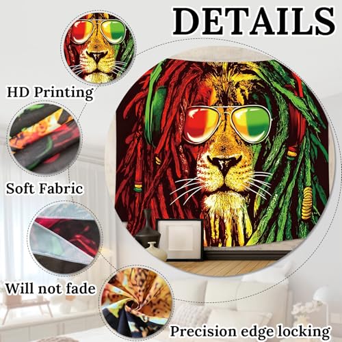 Colorful Lion Head Tapestry Wall Hanging for Bedroom Living Room Bohemian Decor - color: Fierce Beasts, size: 59.1"L x 51.2"W