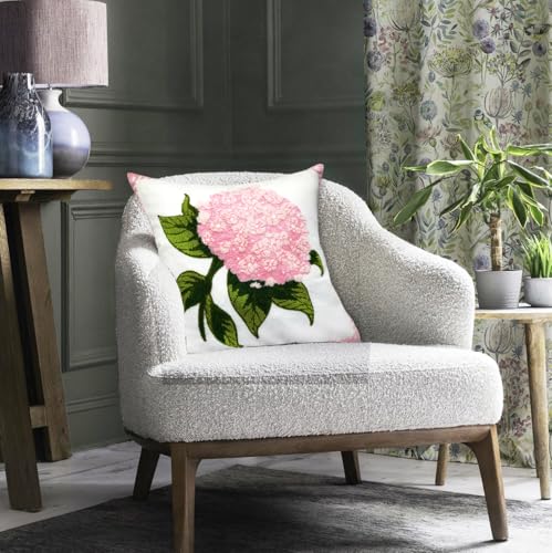 Alysheer Spring Hydrangea Embroidered Decorative Throw Pillow Covers 18"x 18" Set of 2, Summer Floral Tufted Patterned Light Pink Cotton Cushion Cases for Couch Bed Living Room Decor - color: Hydrangea Pink, size: 18" x 18" (Pack of 2)