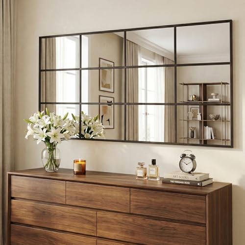 Suidia Wall Mirror, 30" x 60" Window Decorative Mirrors, Metal Framed Wall Decor Wall-Mounted Mirrors for Bedroom, Living Room, Entryway, Bronze - color: Bronze, size: 60"L x 30"W
