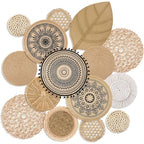 15 Pcs Boho Wall Basket Decor Woven Rattan Seagrass Wall Decor Hanging Rustic Farmhouse Round Handmade Wicker Decoration, Western Art for Living Room Kitchen Bedroom Home Nursery