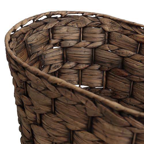 happimess HPM1401B-SET2 Miles Rustic Farmhouse Handwoven Water Hyacinth 4.5-Gallon Tapered Oval Wicker Watebasket, Brown (Set of 2) - color: Brown