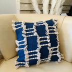 Bohemian Pillow Covers 18x18 Inch Square Modern Rustic Throw Pillow Covers with Tufted Accents for Living Room, Bedroom, Couch, (Blue) - color: Blue