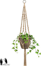 Mkono 2 Pack Macrame Plant Hangers Indoor Hanging Planter Basket Decorative Flower Pot Holder Jute Rope for Indoor Outdoor Home Decor 4 Legs 40 Inch, Brown