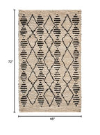 SAFAVIEH Bohemian Collection 4' x 6' Beige / Black BOH703Z Handmade Moroccan Tribal Jute Area Rug - size: 4' x 6' (Rectangular)
