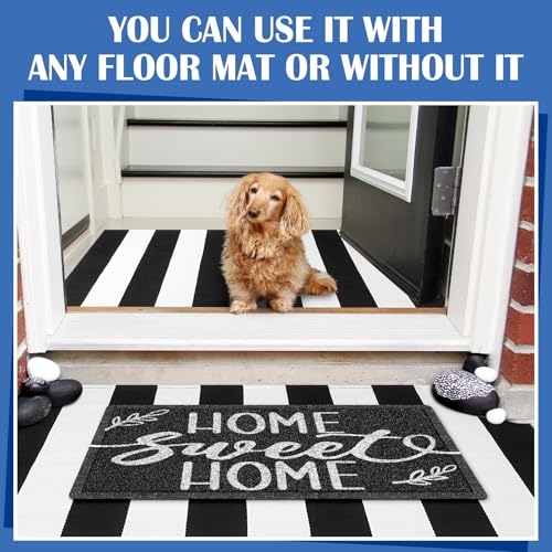 Geelin 2 Pcs 30'' x 18'' Doormat 43'' x 27.5'' Black and White Layered Rug for Front Door Mat Outside Entrance Welcome Door Mats for Indoor Outdoor Entryway Porch Decor(Stripe Home Sweet Home) - style: Stripe Home Sweet Home