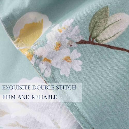 Nanko Teal Floral Duvet Cover King Size, 3pc Turquoise Aqua Farmhouse Flowers Botanical Pattern Printed Microfiber Comforter Cover Set, Soft and Lightweight Quilt Cover for Women 104x90 Inches - color: Teal, size: King
