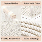 Nonam Macrame Storage Baskets, Boho Decor Style Woven Storage Boxes for Home Organization, Toilet Tank Shelf Cabinet Organizer Baskets,Set of 2-Weave White