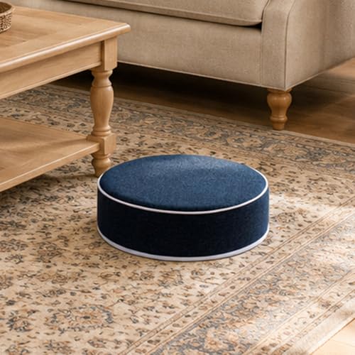 Round Floor Cushions - 20" x 6" Indoor-Outdoor Flexible Seating for Home Decor, Picnics, Yoga Studios & Meditation Spaces Modern Foam-Filled Meditation Cushion (1, Navy Blue, 20x20x6 Inches) - color: Navy Blue
