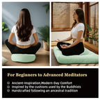 Meditation Cushion Set Zafu & Zabuton – Buckwheat Hull & Memory Foam, Adjustable Floor Pillow for Yoga, Meditation & Sitting, Removable Velvet Cover (Sage Green) - color: Sage Green