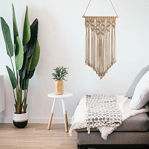 Macrame Wall Hanging Boho Hand Woven Macrame Tapestry Chic Bohemian Apartment Dorm Room Decoration, Brown, 16x28 Inches - color: Brown