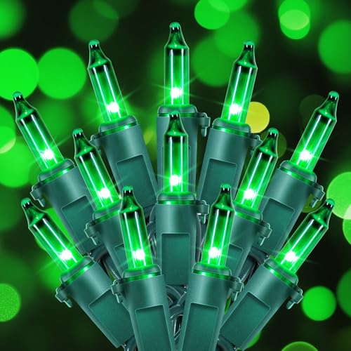 Hopolon St. Patrick's Day Mini String Lights, 2PACK 50Count 13Feet Incandescent Bulb Waterproof Green Fairy Lights Plug in for Indoor Outdoor Halloween Party Patio Christmas Decor,Green - color: Green,Green Wire, size: 2PACK, 50 count