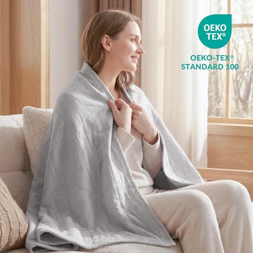 Exclusivo Mezcla 100% Cotton Muslin Blanket for Bed, Queen Size 4-Layer Moisture-Wicking and Breathable Ultra Soft Gauze Blanket for Spring Summer, 90"x90", Light Grey - color: Light Grey, size: Queen (90"x90")
