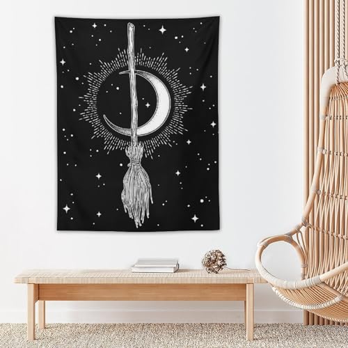 DDCBNS Moon Tapestry,Witchy Starry Night Tapestry Bohemian Style Black and White Tapestry Wall Hanging Home Décor for Girls Bedroom Living Room Dorm Wall Décor W30 x 40" H - color: Bohemian Style_01, size: 40"L x 30"W