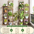 EnHomee Tall Plant Stand, 14 Tiers Indoor Plant Stand for Multiple Plants Pot, Wood Plants Shelves for Living Room, Patio, Balcony, Yard, Garden, 11.8''D×56''W×63''H
