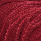 Puncuntex Red Fleece Throw Blanket 50"×60",Super Soft Flannel Plush Cozy Blanket with Square Grid Design Luxury for Couch Sofa Chair - color: Red, size: 50"×60"