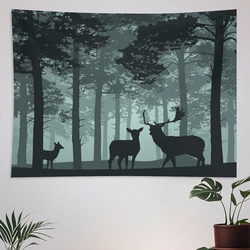 ZhiRain Rustic Forest Tapestry Wall Hanging Retro Farmhouse Cabin Lodge Tree Hunting Deer Vintage Country Tapestries Home Decor for Living Room Bedroom Apartment Dorm 30"x40" - color: Cabin-23, size: 30"L x 40"W