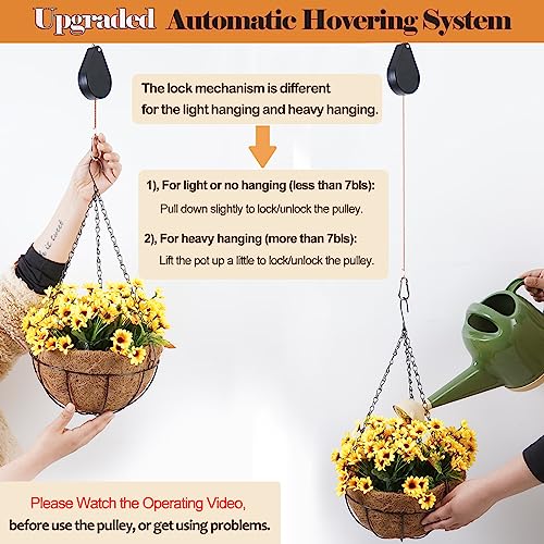 2026 Upgraded Retractable Plant Hanger,Plant Pulleys for Hanging Plants,Easy to Raise and Lower,Quick Lock,Heavy Duty, Adjustable Hook for Garden Baskets Pots,Birds Feeder,(6Pcs,Black) - color: 6pcs-black