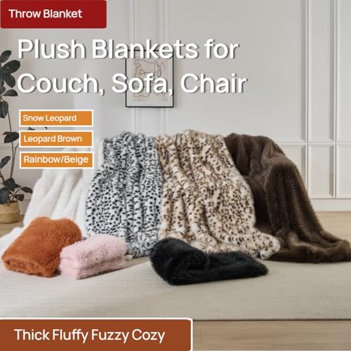 Luxury Fluffy Faux Fur Throw Blanket,Thick Fluffy Silky Fuzzy Cozy Blanket,Plush Blankets for Couch, Sofa, Chair, Bed-Brown,50x60 Inches - color: Brown, size: Throw (50" x 60")