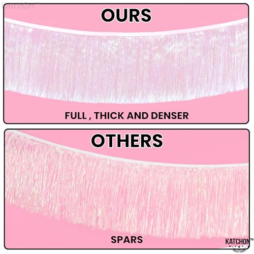 KatchOn, White Iridescent Fringe Banner - 6.5 Feet, Pack of 2 | Iridescent Fringe Garland for Bachelorette Party Decorations | Iridescent Tinsel Garland for Halloween Decor, Christmas Decorations - color: Iridescent